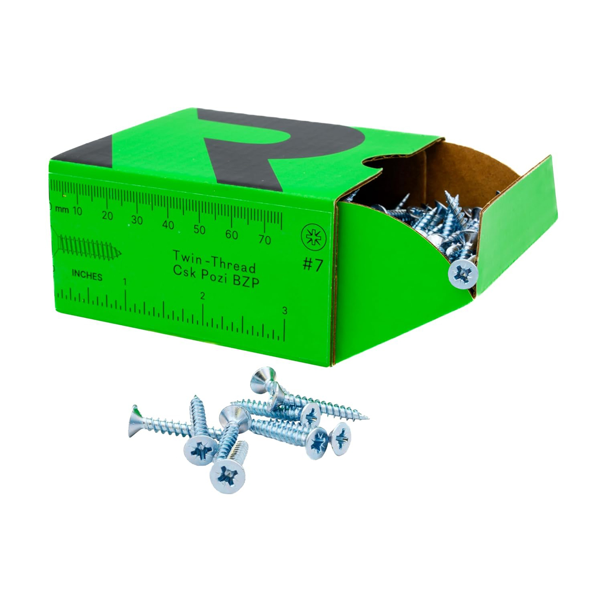 Rikä TWSR013 Woodscrew Twin-Thread CSK BZP 7 x 1in 200pk